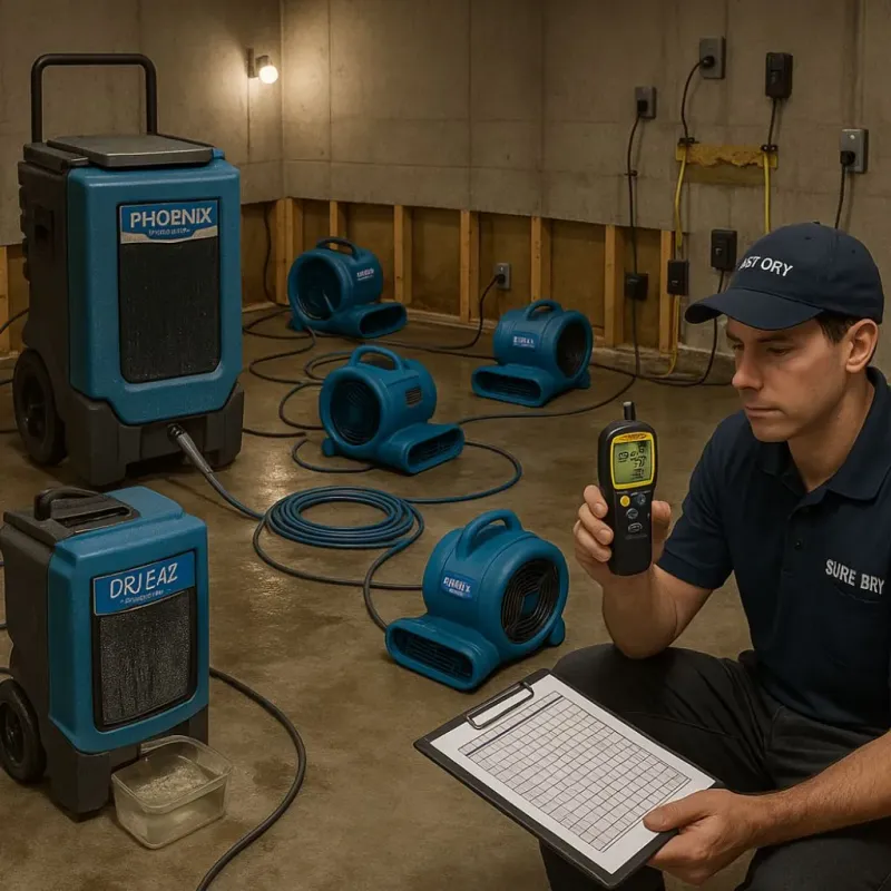 Structural Drying and Dehumidification process in Janesville, MN